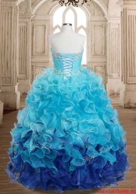 Popular Beaded and Ruffled Quinceanera Dress in Baby Blue and Royal Blue