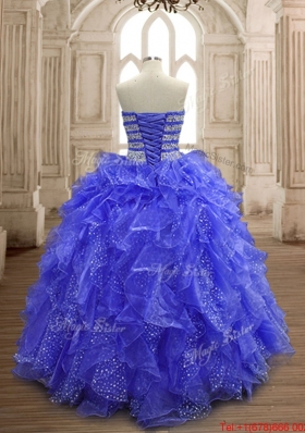 Popular Organza Beaded Bodice and Ruffled Quinceanera Dress with Lace Up