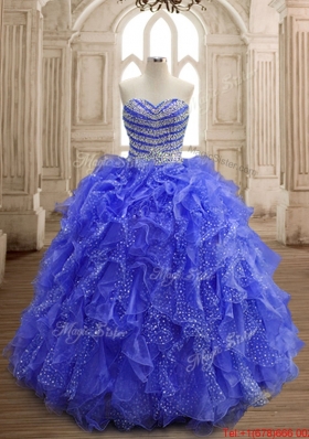 Popular Organza Beaded Bodice and Ruffled Quinceanera Dress with Lace Up