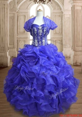 Pretty Beaded and Ruffled Sweet 15 Dress in Royal