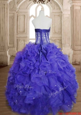 Pretty Beaded and Ruffled Sweet 15 Dress in Royal