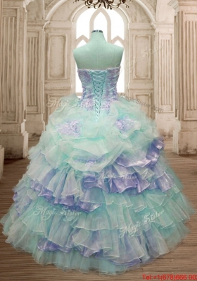 Wonderful Apple Green and Lavender Quinceanera Dress with Beading