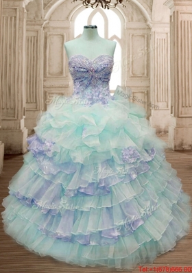 Wonderful Apple Green and Lavender Quinceanera Dress with Beading
