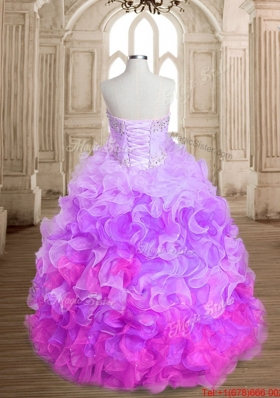 Best Selling Gradient Color Quinceanera Gown with Beading and Ruffles