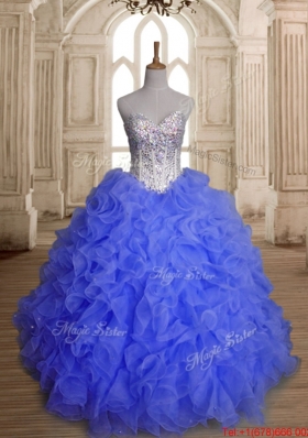 Elegant Beaded and Ruffled Organza Quinceanera Dress with Sweetheart