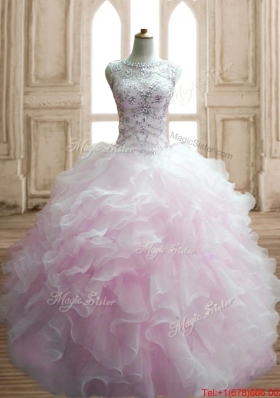 Lovely Scoop Organza Quinceanera Dress with Beading and Ruffles