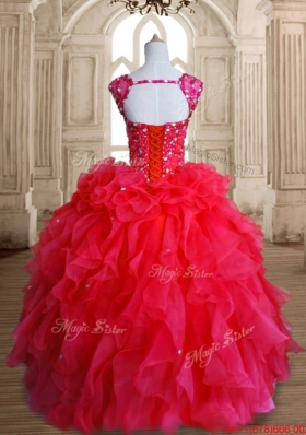 New Arrivals Beaded and Ruffled Red Quinceanera Dress with Straps