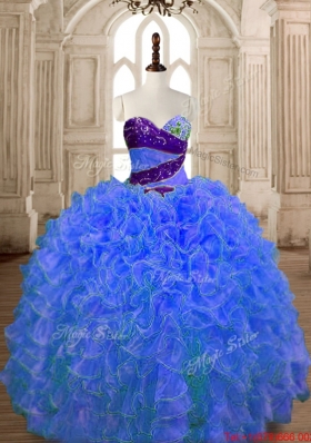 New Style Sweetheart Organza Quinceanera Dress with Beading and Ruffles