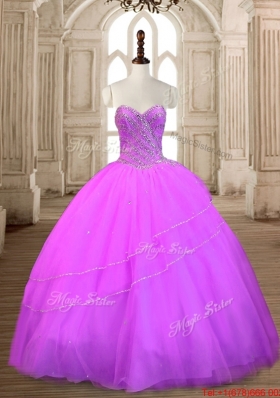 Perfect Ball Gown Tulle Beaded Quinceanera Dress in Lilac