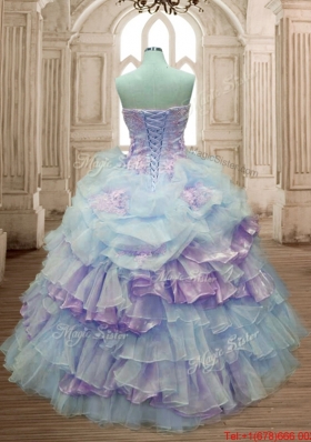 Unique Ruffled Layers and Applique Two Tone Quinceanera Dress in Organza