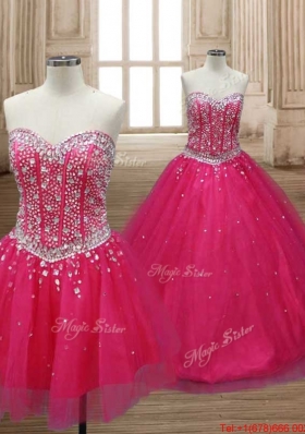 Modest Visible Boning Detachable Quinceanera Dress with Beading