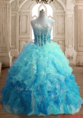 Perfect Visible Boning Beaded Bodice and Ruffled Quinceanera Gown