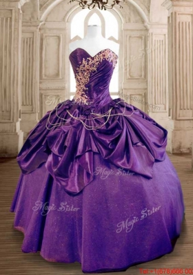 Unique Taffeta Purple Sweet 16 Dress with Beading and Ruffles