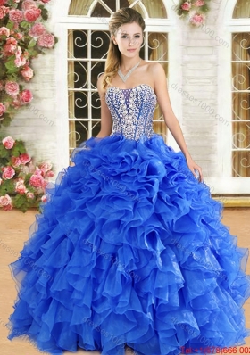 Lovely Visible Boning Quinceanera Dress with Beading and Ruffles
