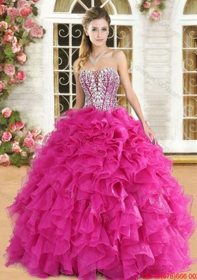Lovely Visible Boning Quinceanera Dress with Beading and Ruffles