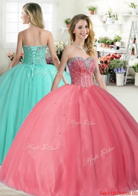 Best Selling Visible Boning Beaded Bodice Quinceanera Dress in Tulle