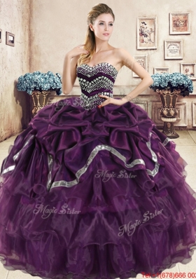 Discount Organza Burgundy Quinceanera Dress with Ruffled Layers and Bubbles