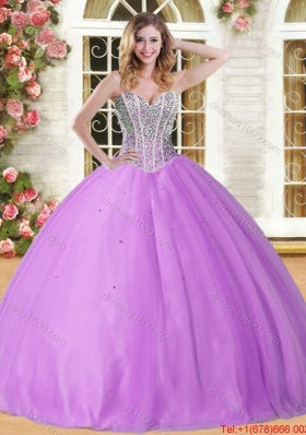 Discount Puffy Skirt Tulle Quinceanera Gown with Beading for 201