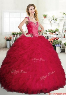 Discount See Through Back Quinceanera Dress with Beading and Ruffles