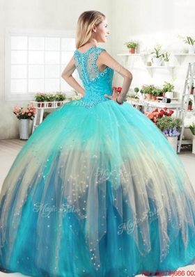 Exquisite Straps Beaded Gradient Color Quinceanera Dress with Zipper Up