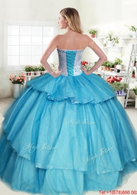 Luxurious Beaded Bodice and Ruffled Layers Quinceanera Dress in Fuchsia