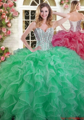 Luxurious Visible Boning Quinceanera Dress with Beaded Bodice and Ruffles