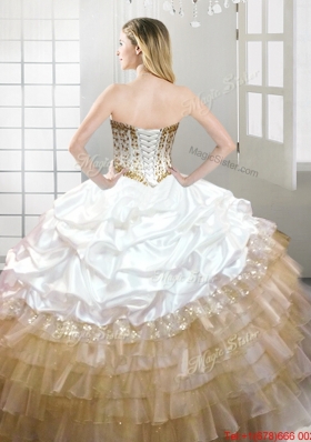 New Beaded Bodice and Bubble Quinceanera Dress in Organza and Taffeta