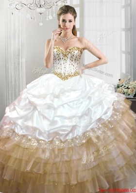 New Beaded Bodice and Bubble Quinceanera Dress in Organza and Taffeta