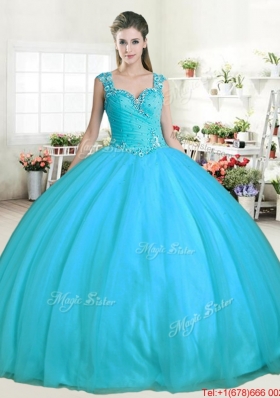 Romantic See Through Back Zipper Up Quinceanera Dress with Beading