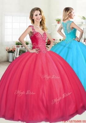 Romantic See Through Back Zipper Up Quinceanera Dress with Beading