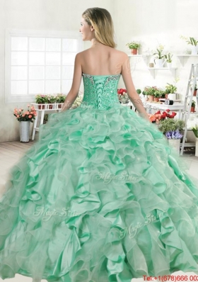Spring Beautiful Beaded and Ruffled Apple Green Quinceanera Dress