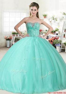 Spring Discount Apple Green Sweet 16 Dress with Beading for 2016