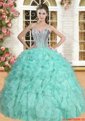 Spring Wonderful Apple Green Quinceanera Dress with Beading and Ruffles