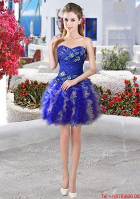 Beautiful Royal Blue and Champagne Detachable Quinceanera Gowns in Organza