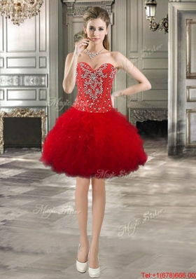 Beautiful Three Piece Red Detachable Quinceanera Gowns with Beading and Ruffles