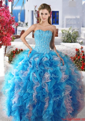 Best Selling Organza Ruffled and Beaded Detachable Quinceanera Dresses for Spring