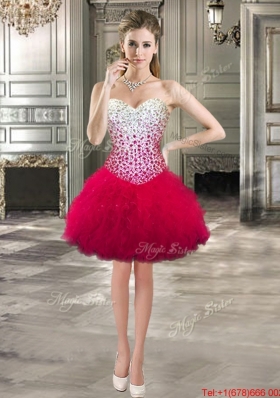 Exclusive Ball Gown Red Detachable Sweet 16 Dresses with Beading and Ruffles