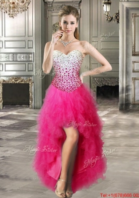 Exclusive Ball Gown Red Detachable Sweet 16 Dresses with Beading and Ruffles