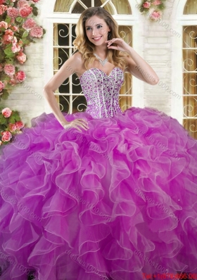 Exclusive Visible Boning Beaded Bodice Quinceanera Dress in Organza