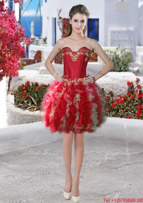 Fashionable Three for One Applique and Ruffled Detachable Sweet 16 Dresses