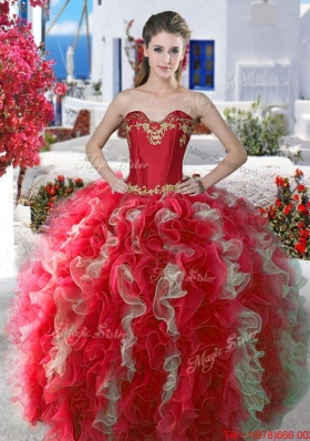 Fashionable Three for One Applique and Ruffled Detachable Sweet 16 Dresses