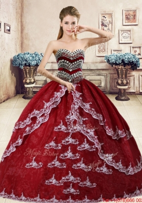 Hot Sale Wine Red Quinceanera Dress with Beading and Appliques