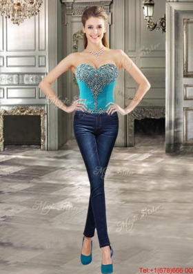 Latest Beaded Bodice Teal Detachable Quinceanera Dresses with Ruffles