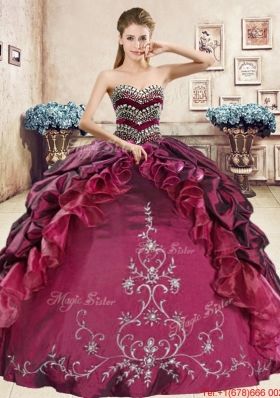 Low Price Beaded Bodice and Embrioderied Quinceanera Dress in Taffeta and Organza