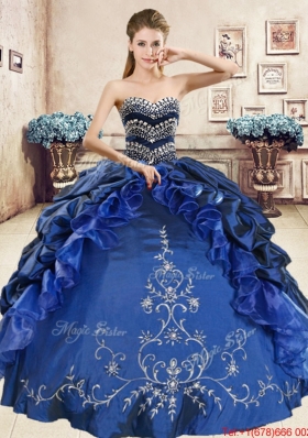 Low Price Beaded Bodice and Embrioderied Quinceanera Dress in Taffeta and Organza