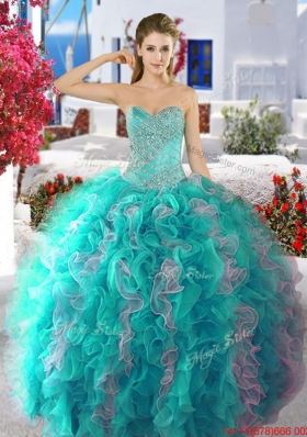 Low Price Organza Beaded Detachable Quinceanera Dresses in Two Tone