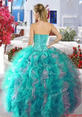 Low Price Organza Beaded Detachable Quinceanera Dresses in Two Tone