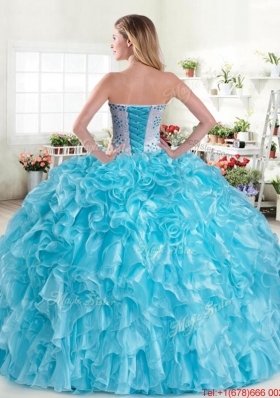 Luxurious Beaded and Ruffled Hot Pink Quinceanera Dress in Organza