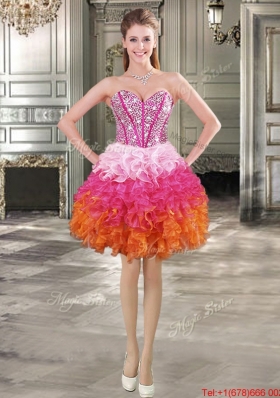 Modern Multi Color Detachable Quinceanera Dresses with Beaded Bodice and Ruffles