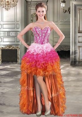 Modern Multi Color Detachable Quinceanera Dresses with Beaded Bodice and Ruffles